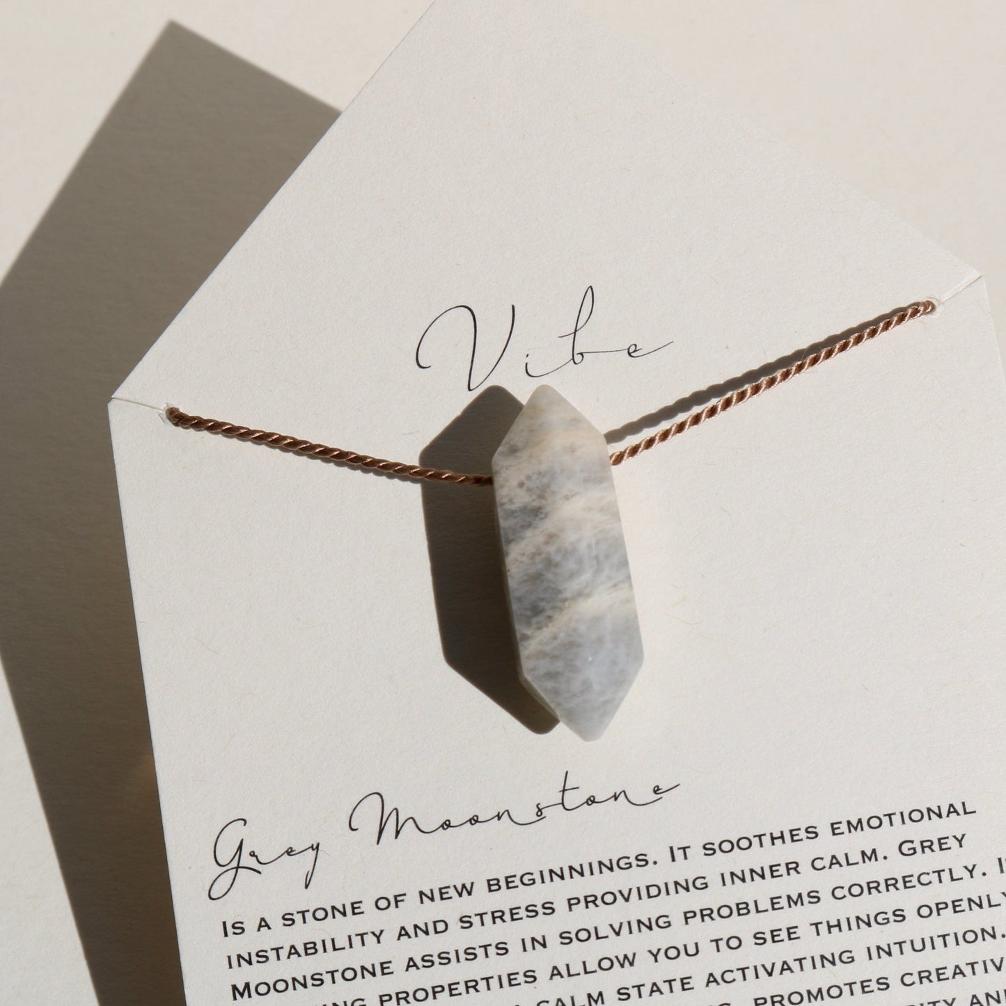 GREY MOONSTONE DOUBLE TERMINATED POINT NECKLACE Vibe Necklaces