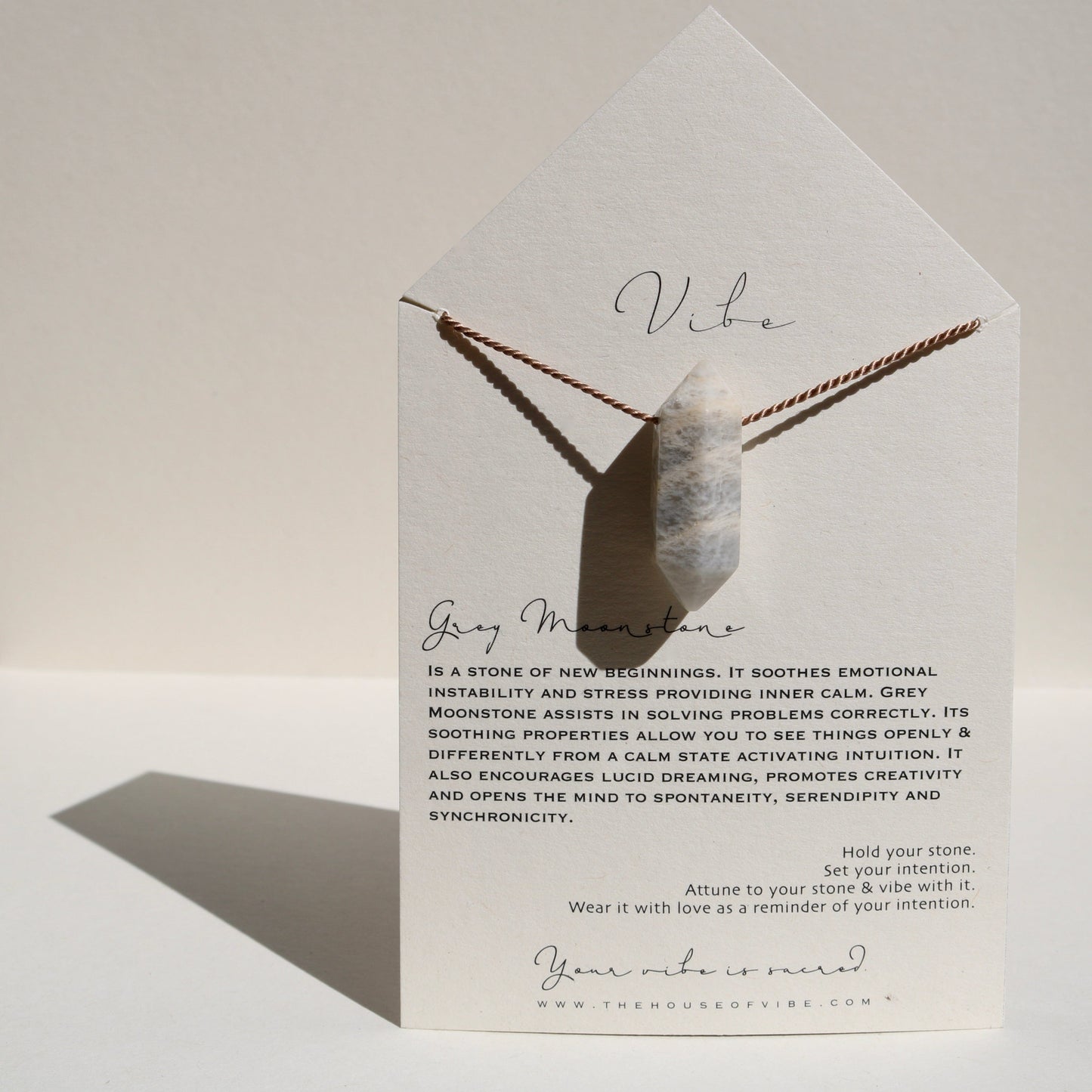 GREY MOONSTONE DOUBLE TERMINATED POINT NECKLACE Vibe Necklaces