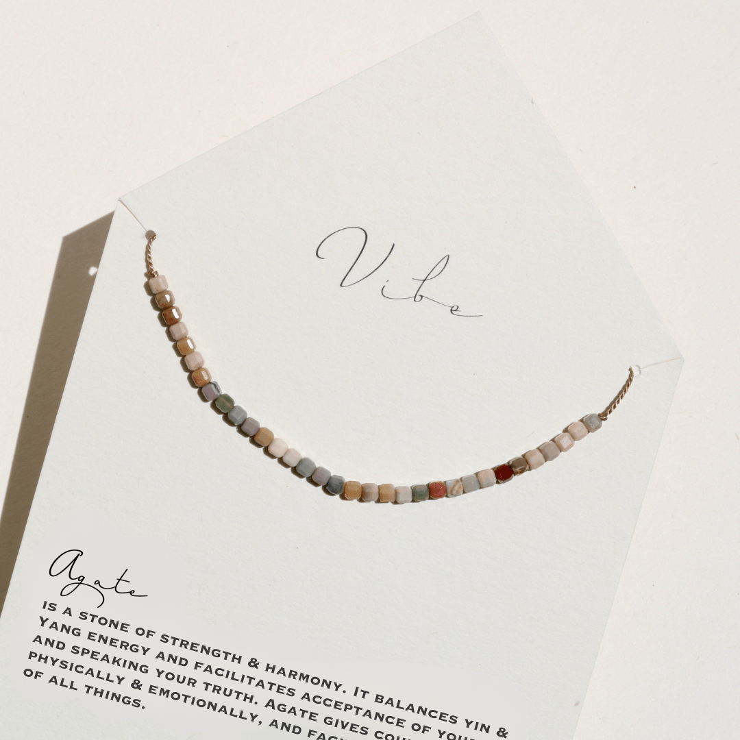 RAINBOW AGATE BEADED CUBES NECKLACE Vibe Necklaces