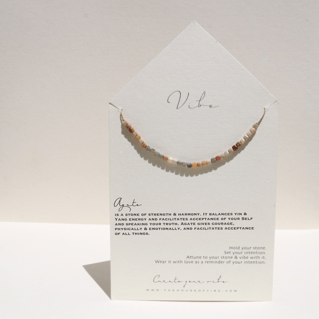 RAINBOW AGATE BEADED CUBES NECKLACE Vibe Necklaces