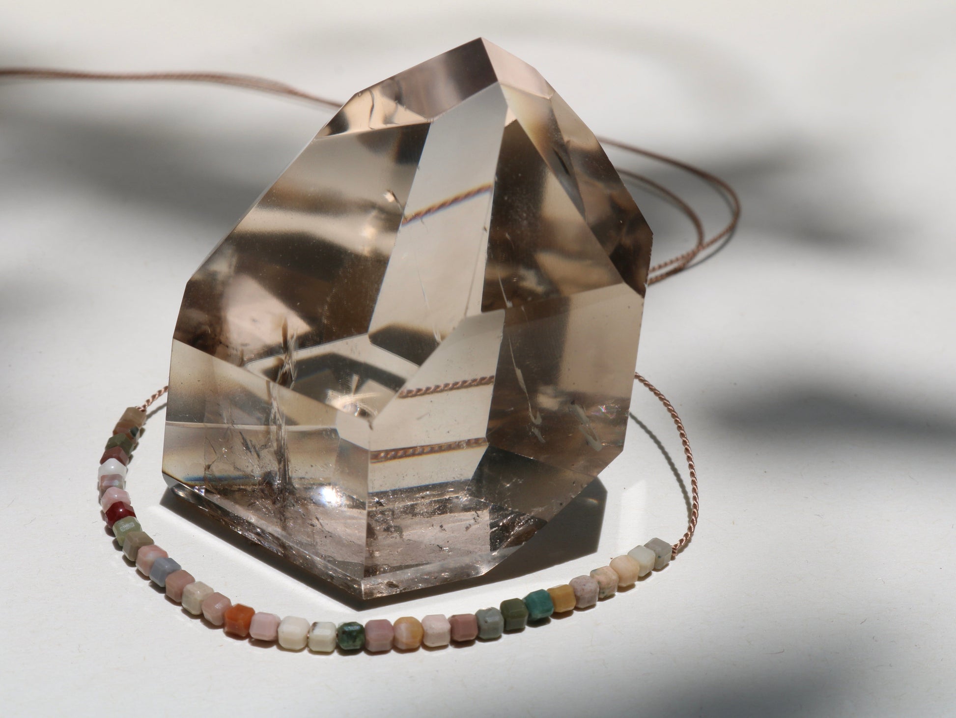 RAINBOW AGATE BEADED CUBES NECKLACE Vibe Necklaces