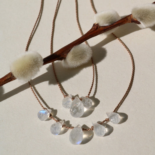 RAINBOW MOONSTONE DEW DROPS 5 Vibe Necklaces