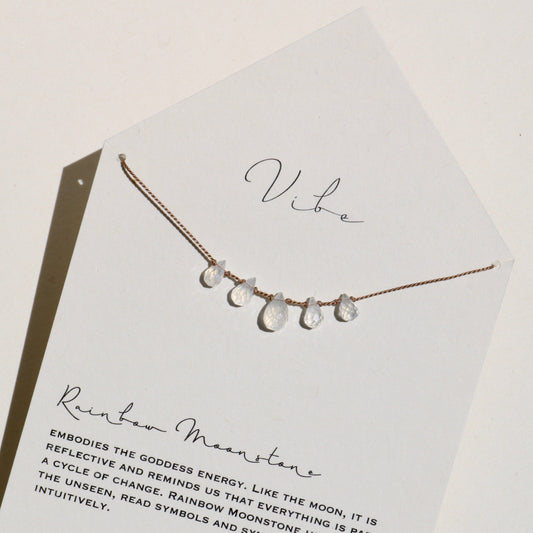 RAINBOW MOONSTONE DEW DROPS 5 Vibe Necklaces