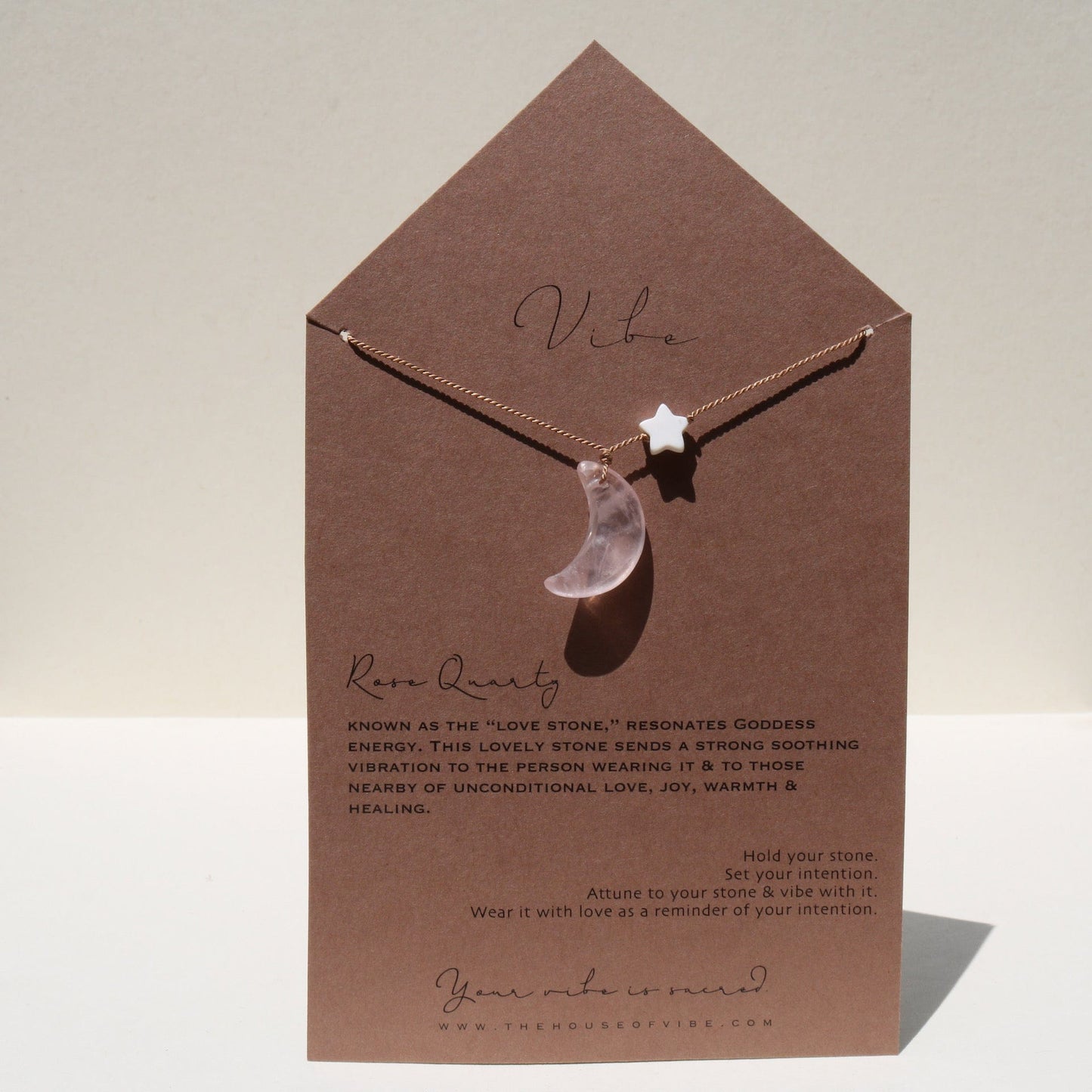 ROSE QUARTZ MOON Vibe Necklaces