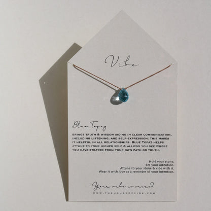 Blue Topaz, Drop Vibe Necklace
