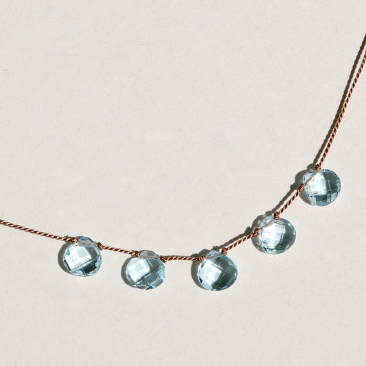 Blue Topaz, Five Drops Vibe Necklace
