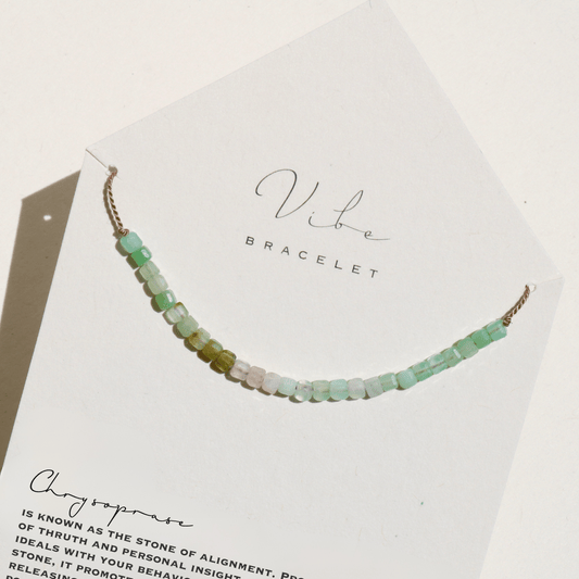 CHRYSOPRASE BEADED CUBES BRACELET Vibe Bracelets