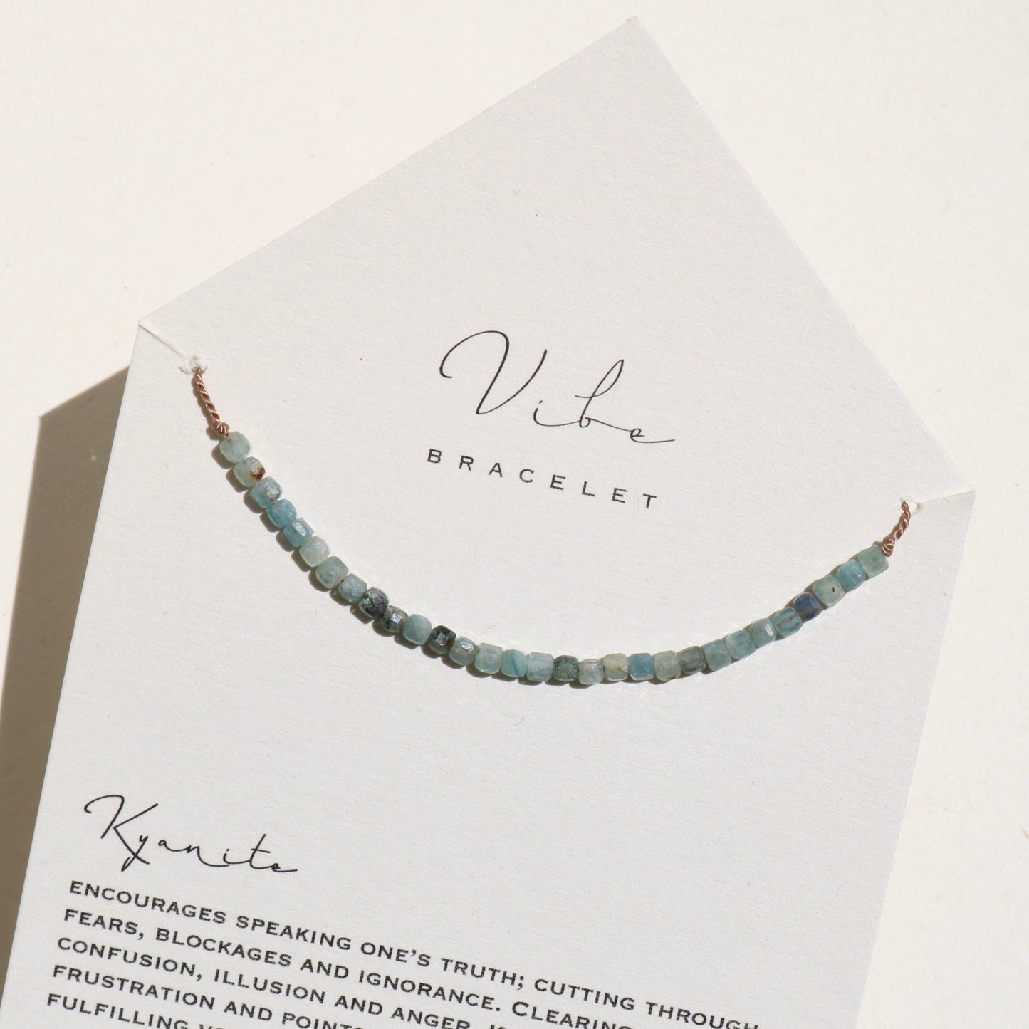 KYANITE BEADED CUBES BRACELET Vibe Bracelets