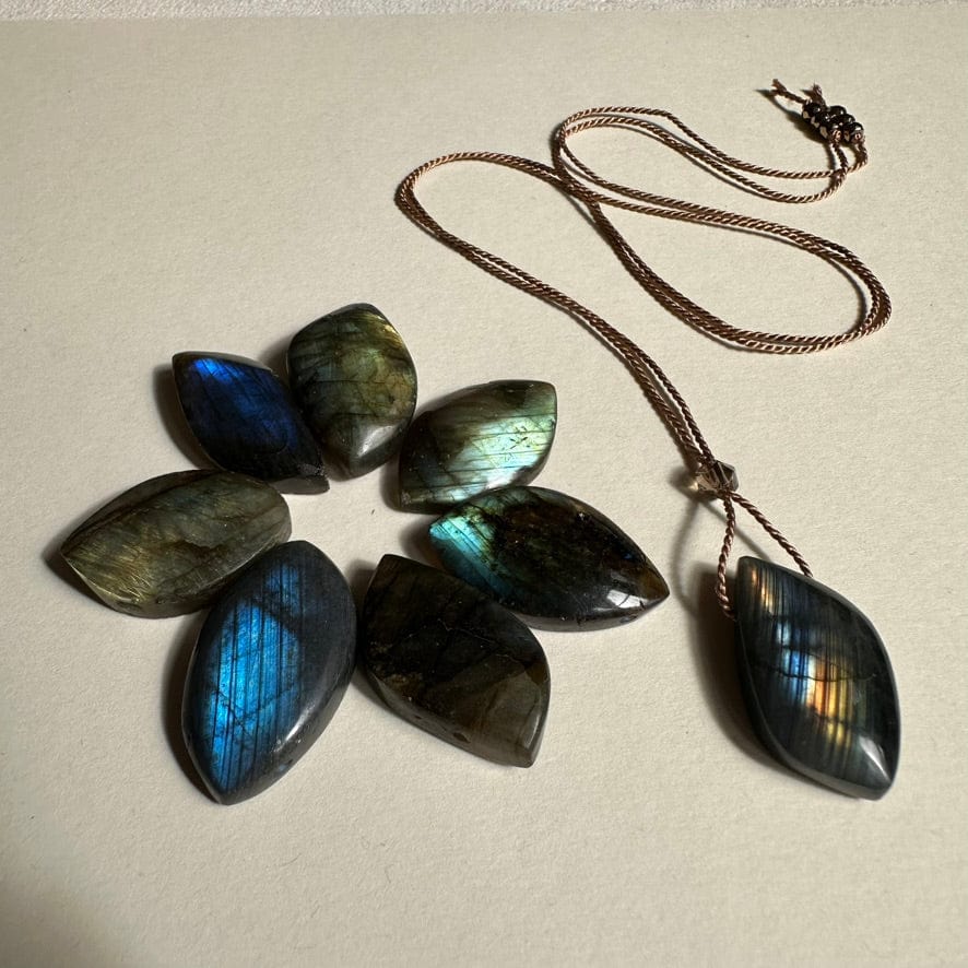 LABRADORITE FREEFORM LEAF Vibe Necklaces