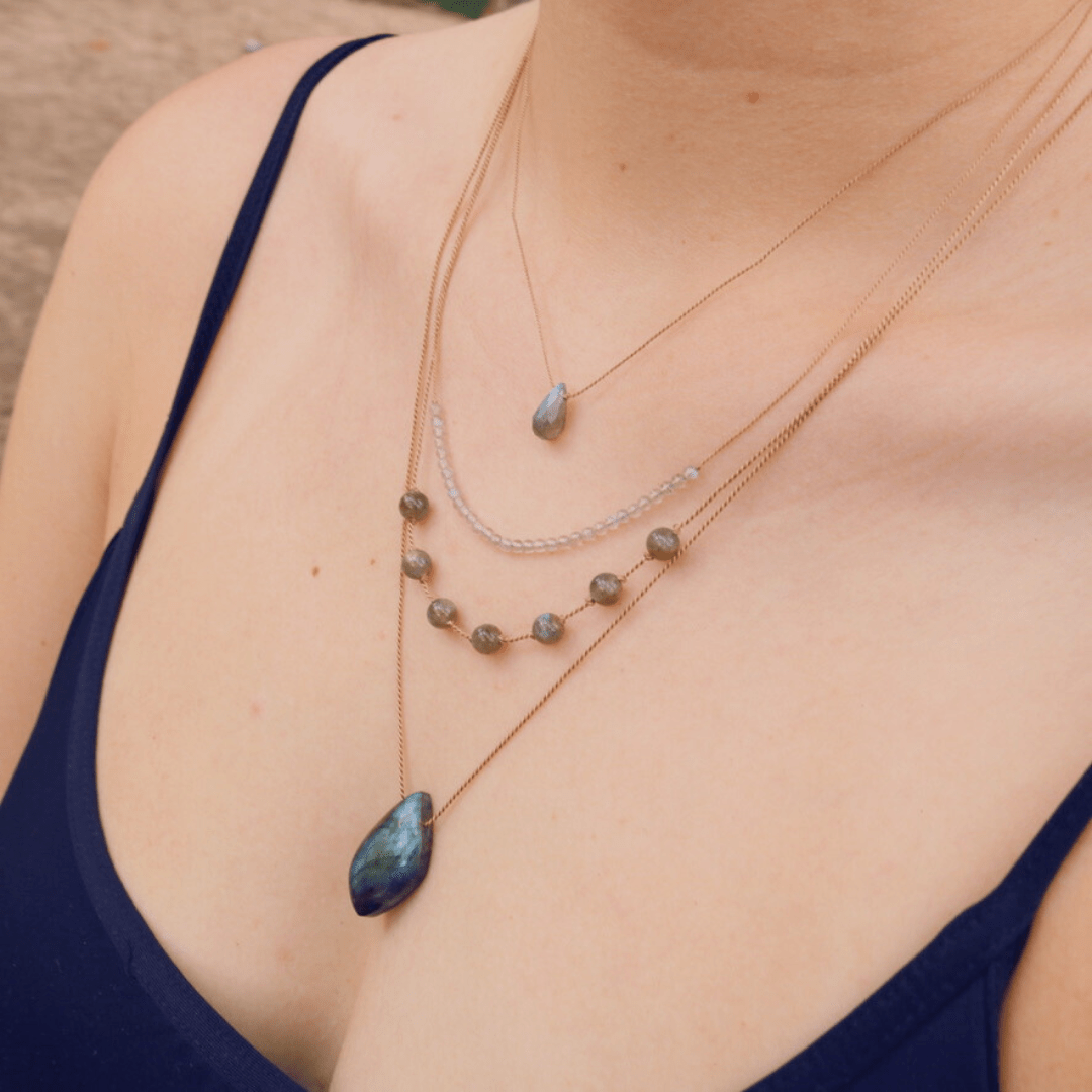 LABRADORITE FREEFORM LEAF Vibe Necklaces