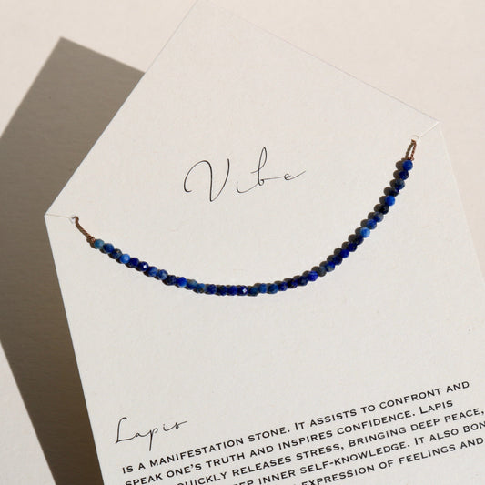 LAPIS BEADED NECKLACE Vibe Necklaces