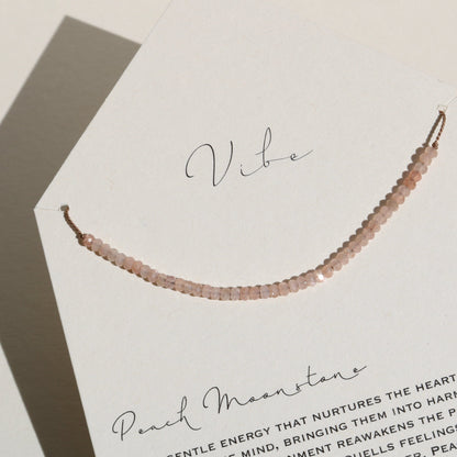 PEACH MOONSTONE BEADED NECKLACE Vibe Necklaces