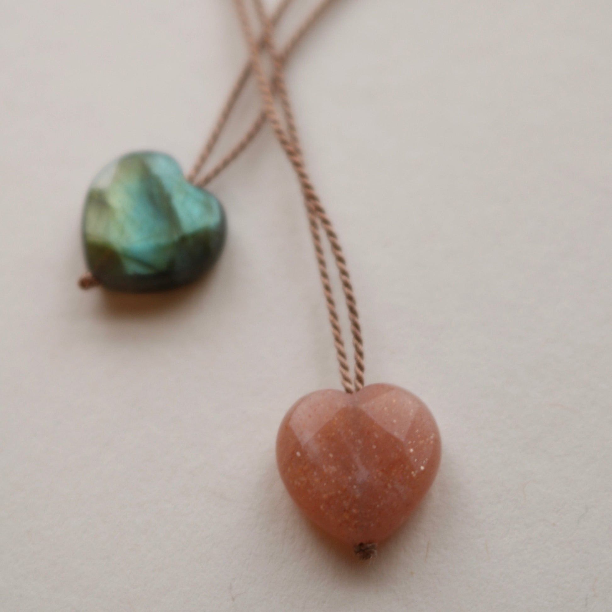 PEACH MOONSTONE HEART NECKLACE Vibe Necklaces