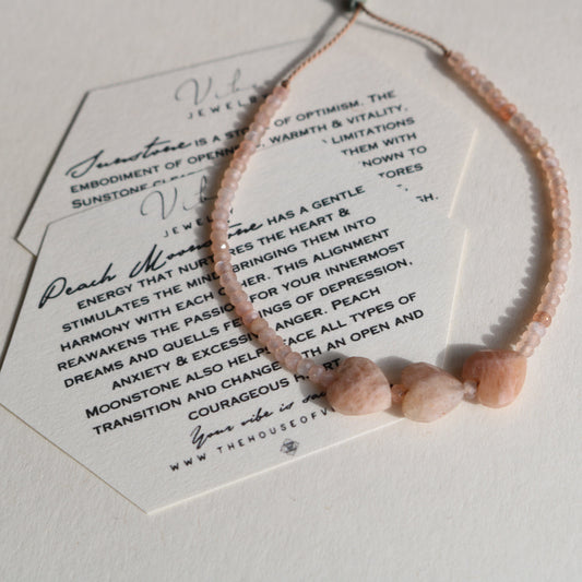 PEACH MOONSTONE + SUNSTONE HEARTS BRACELET Vibe Bracelets