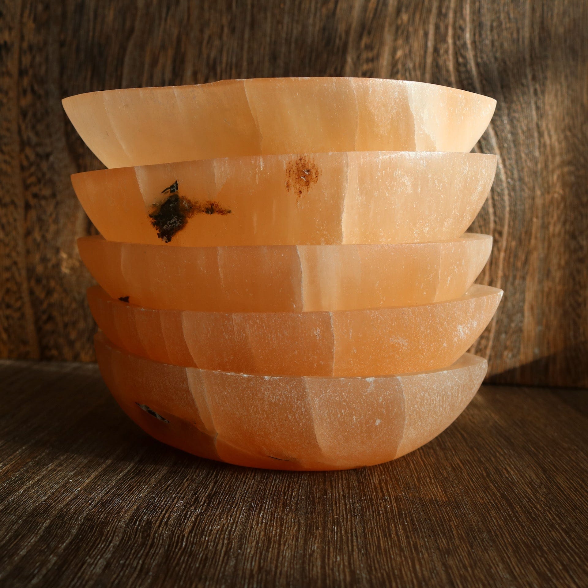 Peach Selenite Offering Bowl Vibe Object