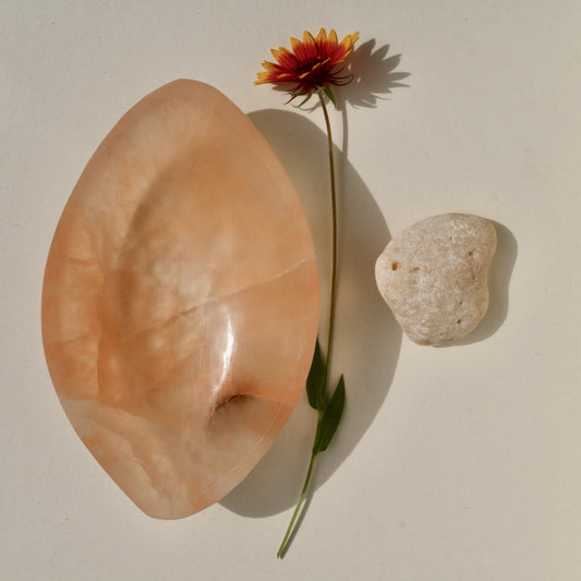 Peach Selenite Offering Bowl Vibe Object