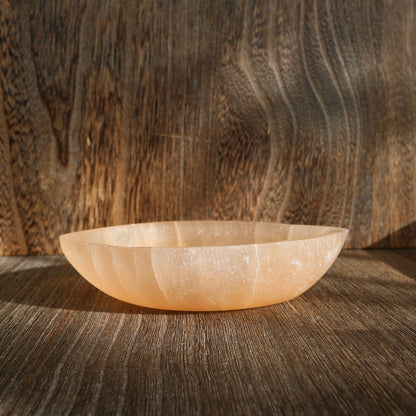 Peach Selenite Offering Bowl Vibe Object