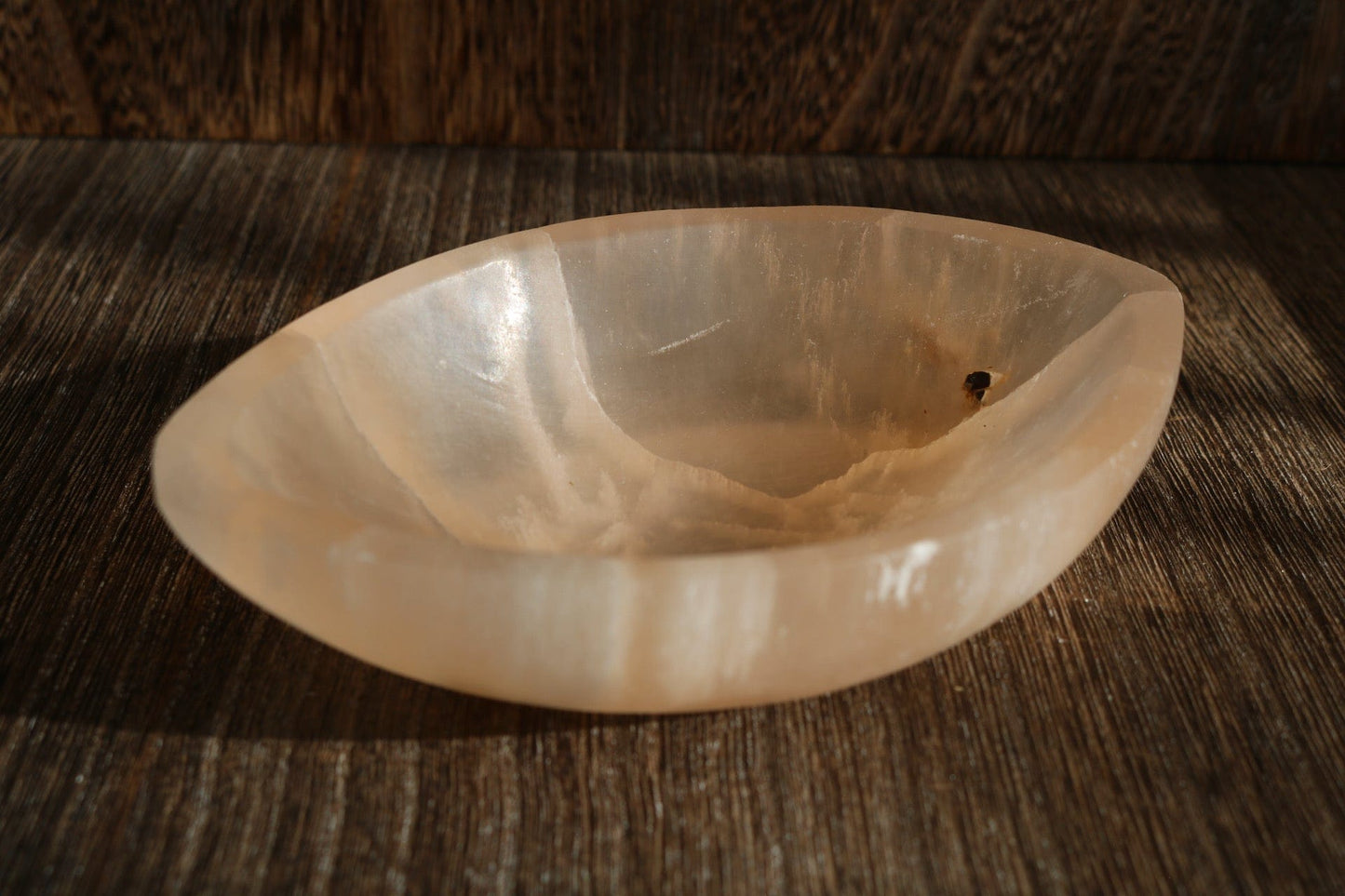 Peach Selenite Offering Bowl Vibe Object