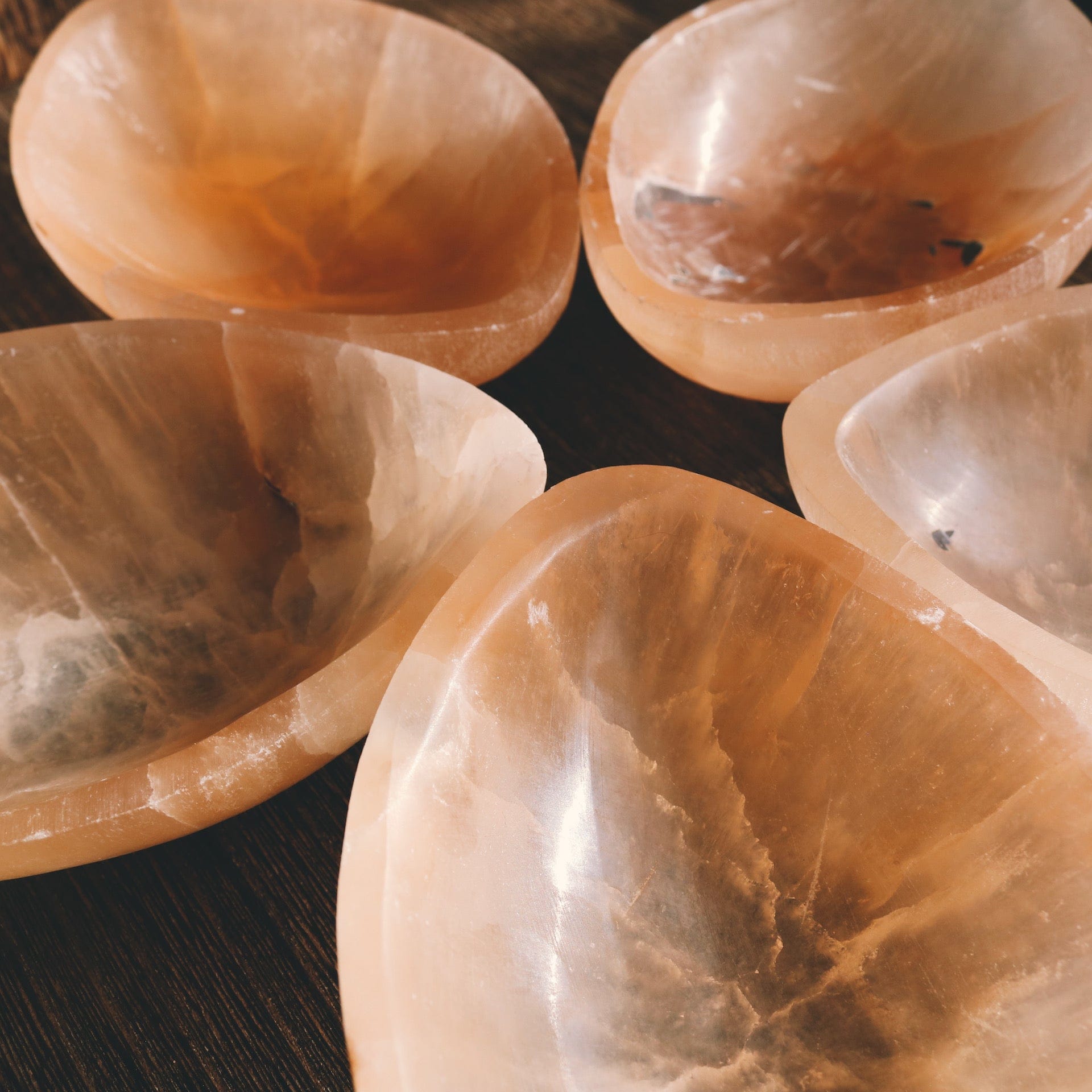 Peach Selenite Offering Bowl Vibe Object