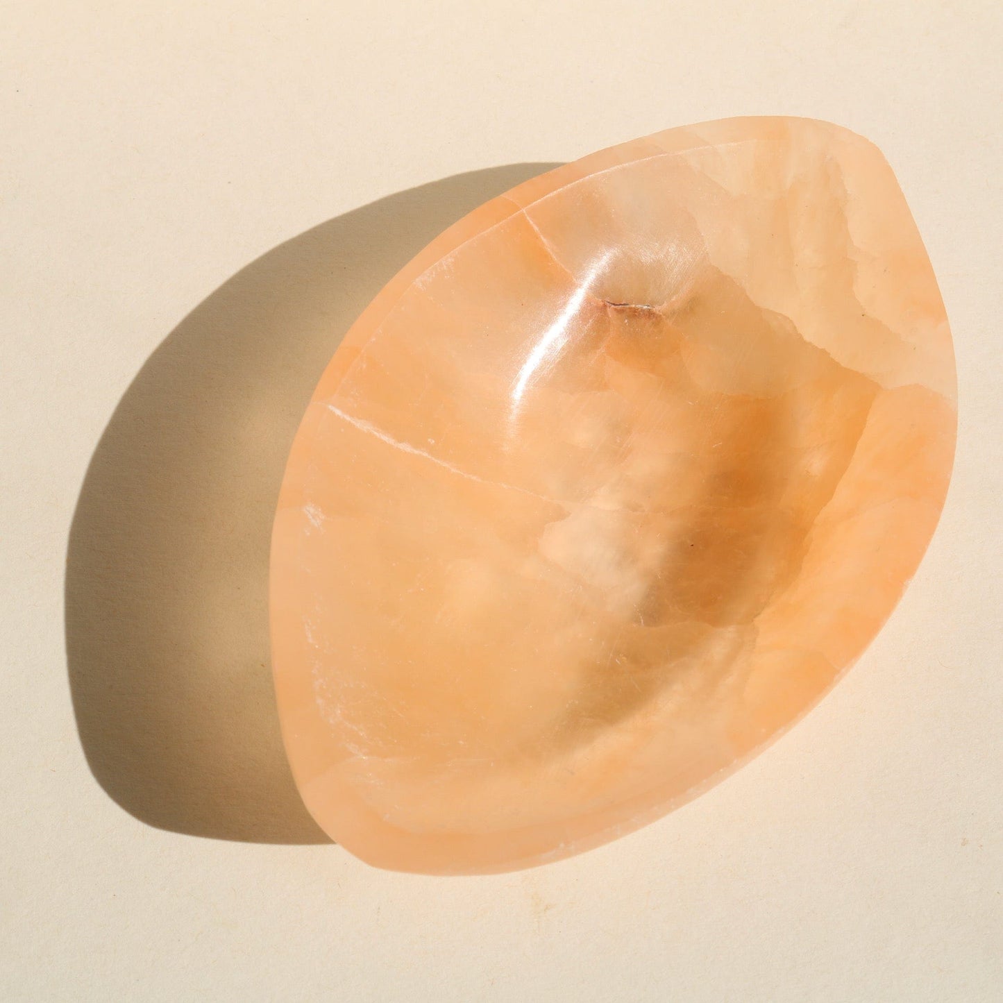 Peach Selenite Offering Bowl Vibe Object