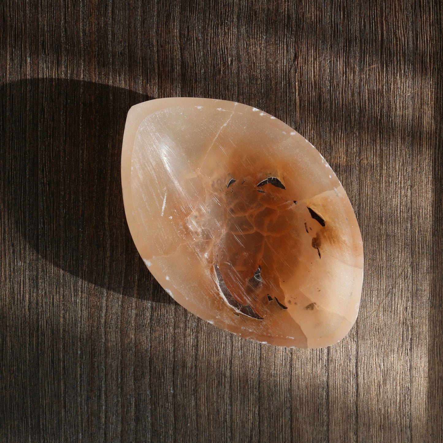 Peach Selenite Offering Bowl Vibe Object No.2