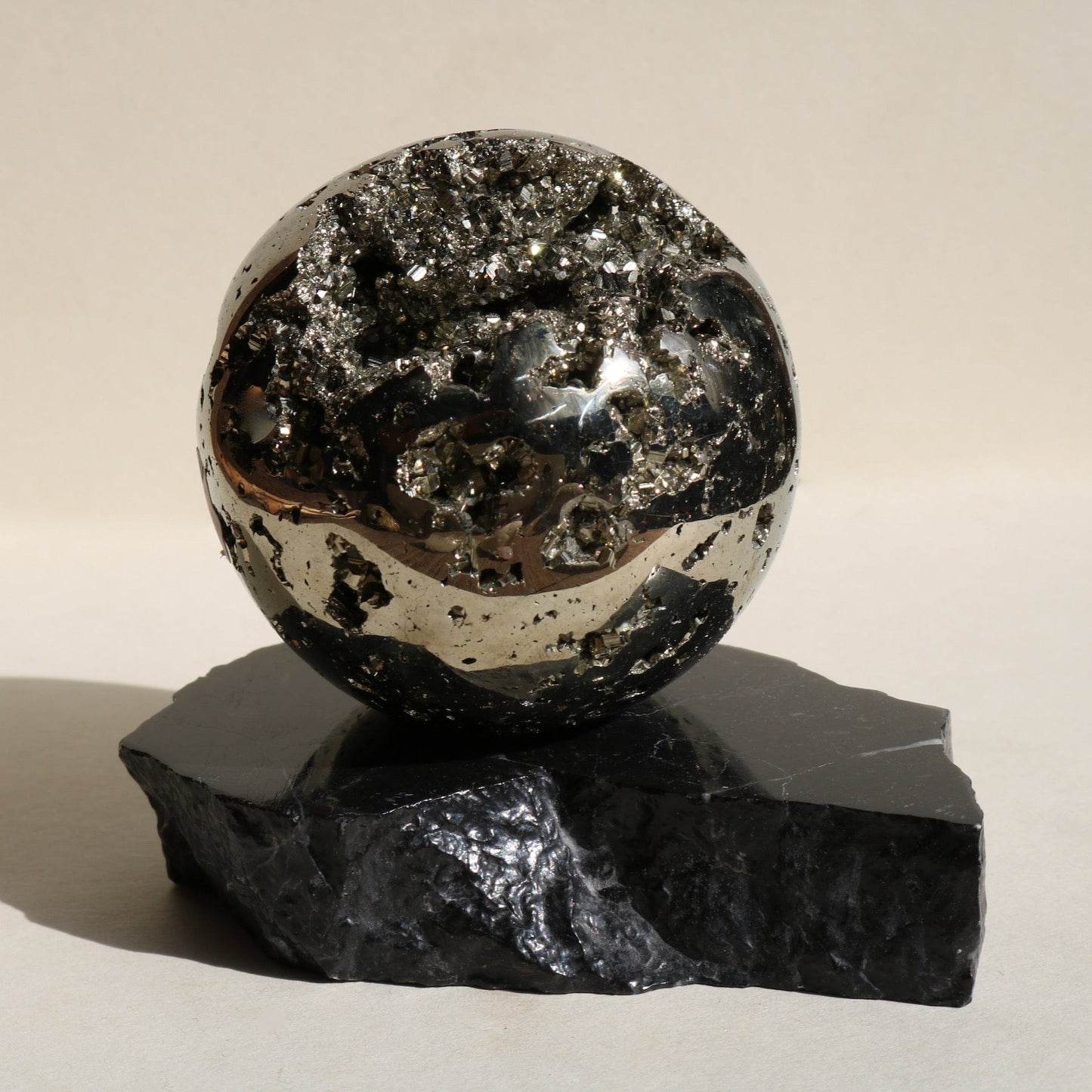 Pyrite Orb with Marble Base Vibe Object