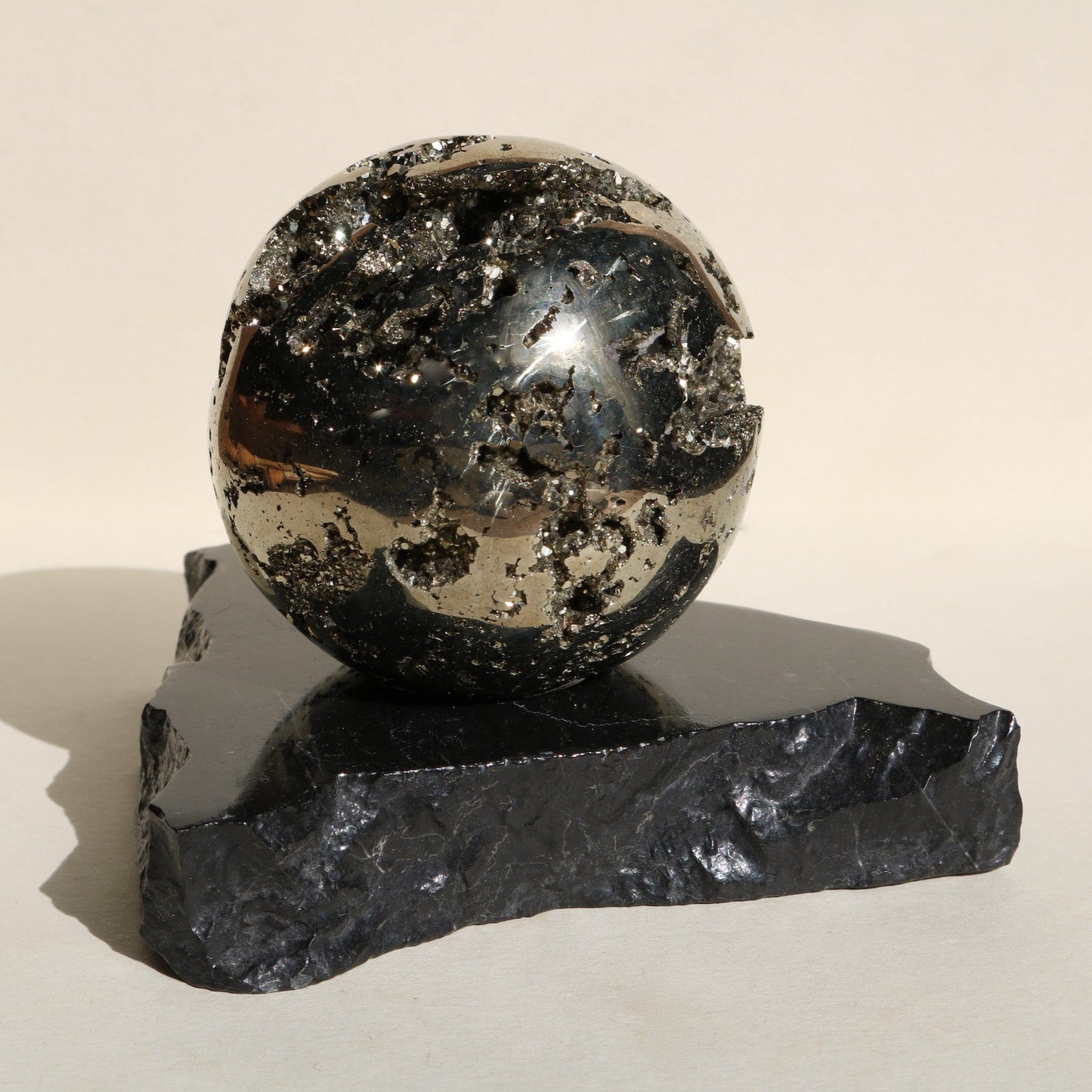 Pyrite Orb with Marble Base Vibe Object