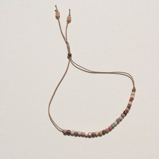 Rainbow Agate, Cube Row Bracelet