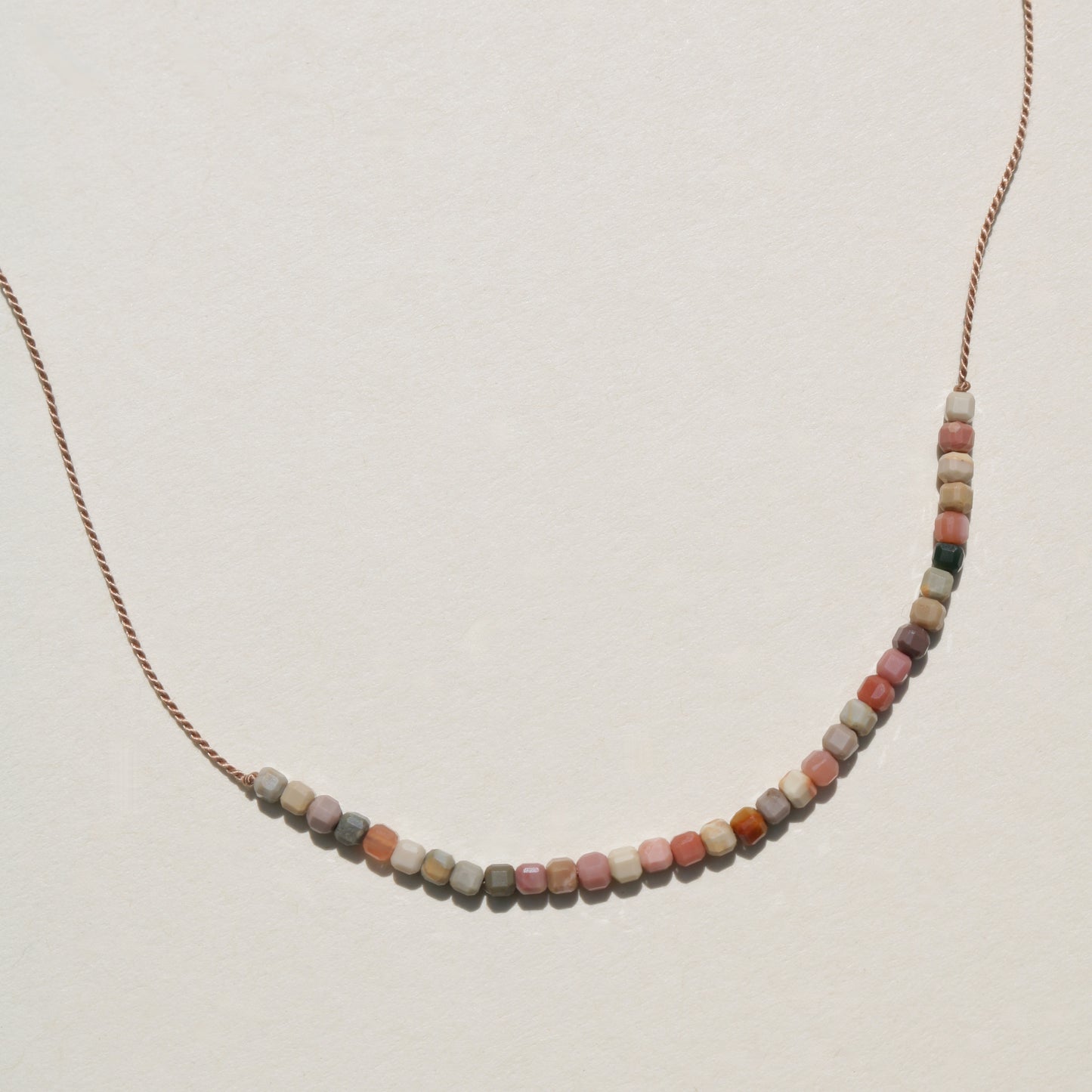 Rainbow Agate, Cube Row Necklace