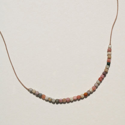 Rainbow Agate, Cube Row Necklace