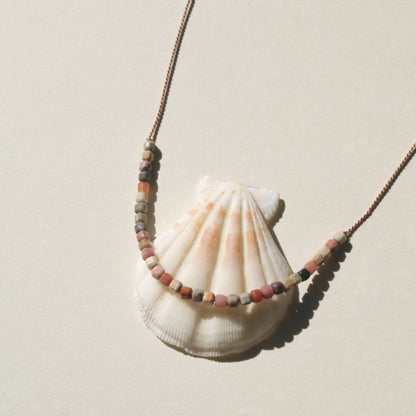 Rainbow Agate, Cube Row Necklace