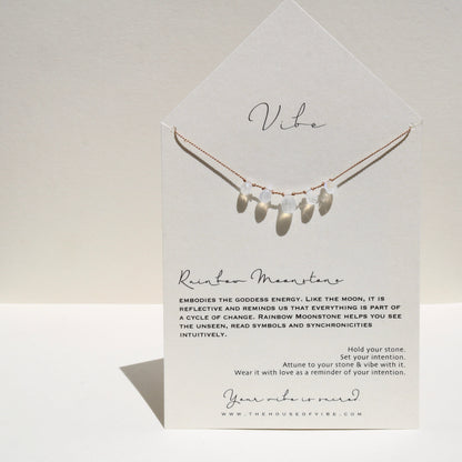 RAINBOW MOONSTONE DEW DROPS 5 Vibe Necklaces