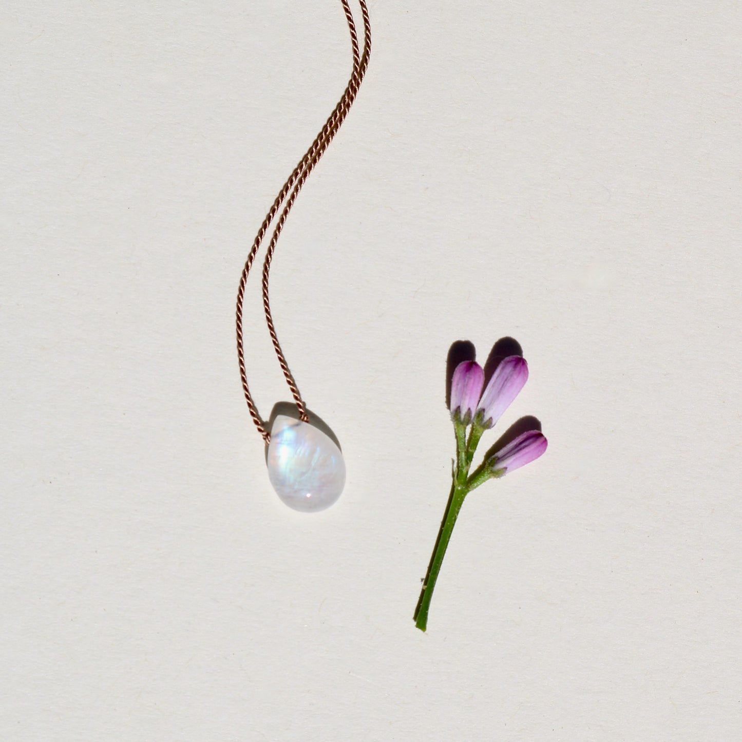 Rainbow Moonstone, Drop Vibe Necklace