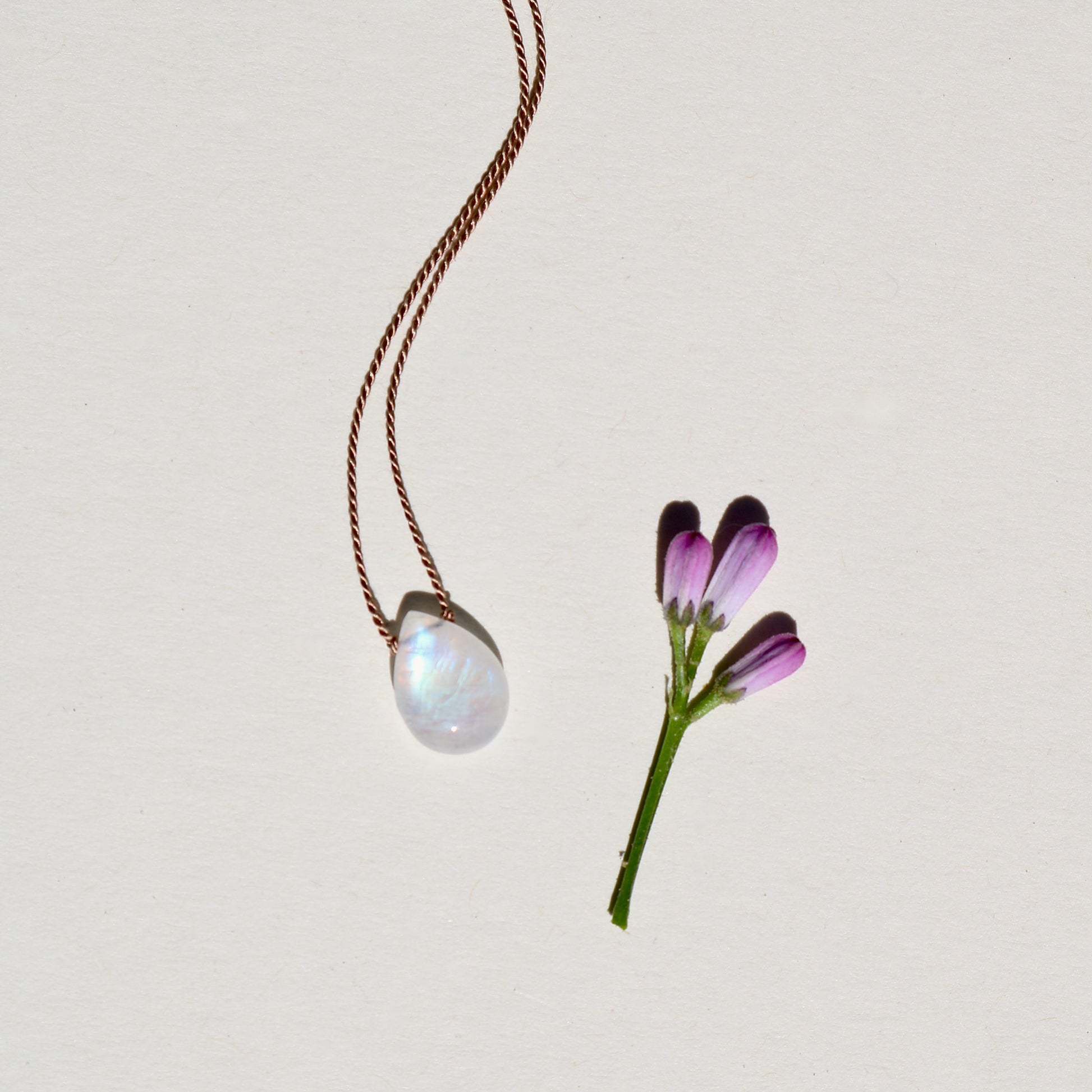 Rainbow Moonstone, Drop Vibe Necklace