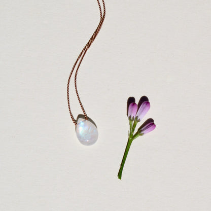 Rainbow Moonstone, Drop Vibe Necklace