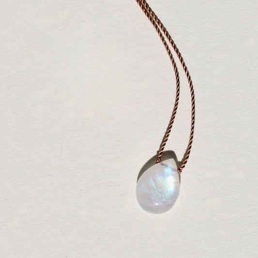 Rainbow Moonstone, Drop Vibe Necklace