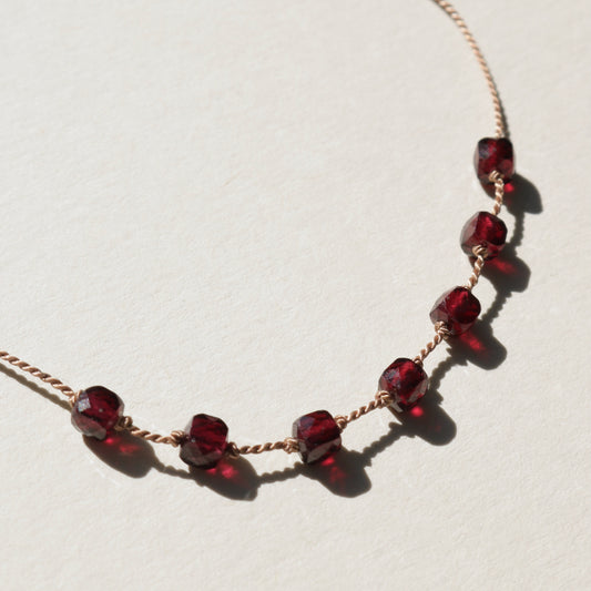 Red Garnet, Seven Cube Necklace