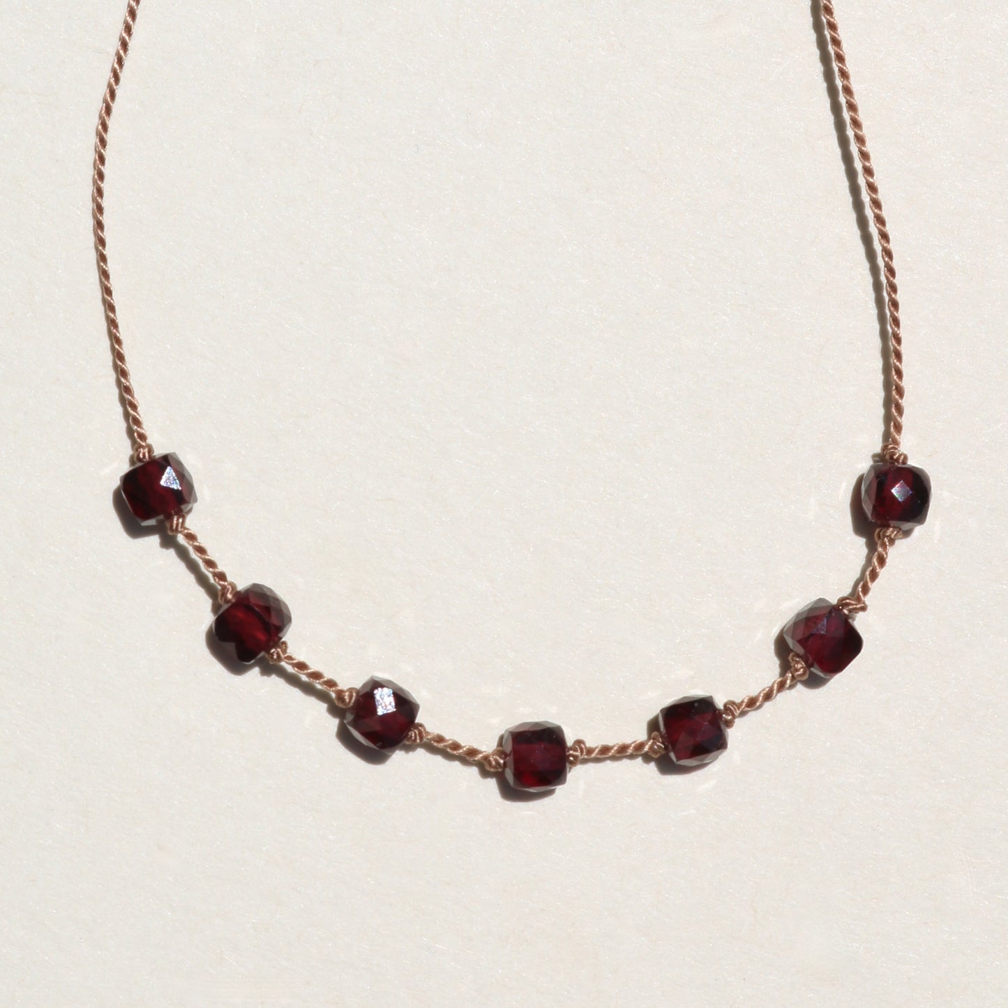 Red Garnet, Seven Cube Necklace