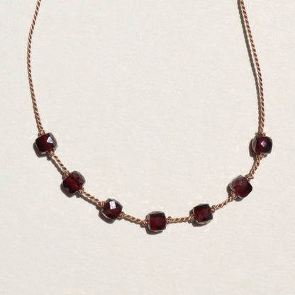 Red Garnet, Seven Cube Necklace