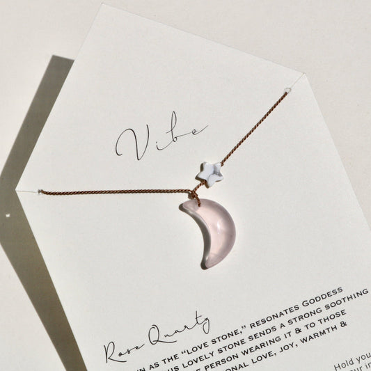 ROSE QUARTZ MOON Vibe Necklaces