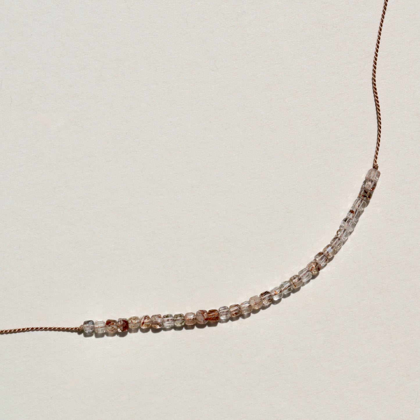 Rutile Quartz, Cube Row Necklace