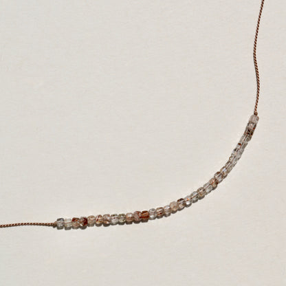 Rutile Quartz, Cube Row Necklace