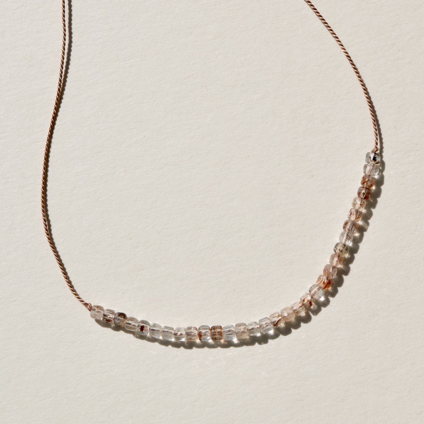 Rutile Quartz, Cube Row Necklace