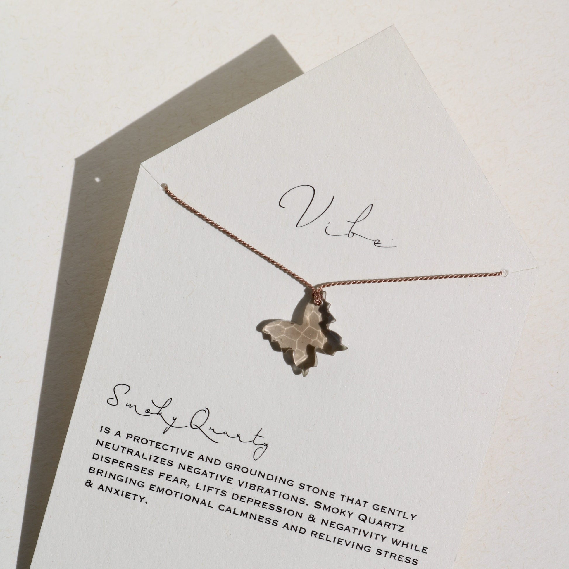 Smoky Quartz, Butterfly Vibe Necklace