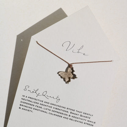 Smoky Quartz, Butterfly Vibe Necklace