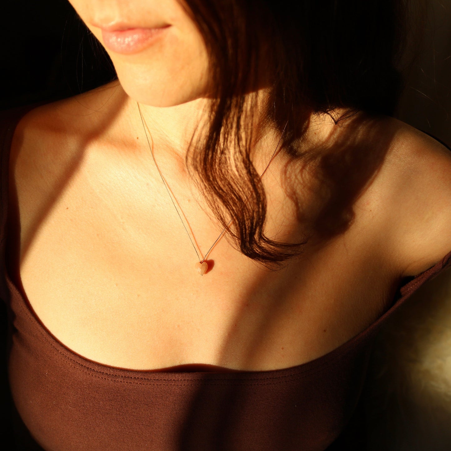 SUNSTONE SINGLE HEART NECKLACE Vibe Necklaces