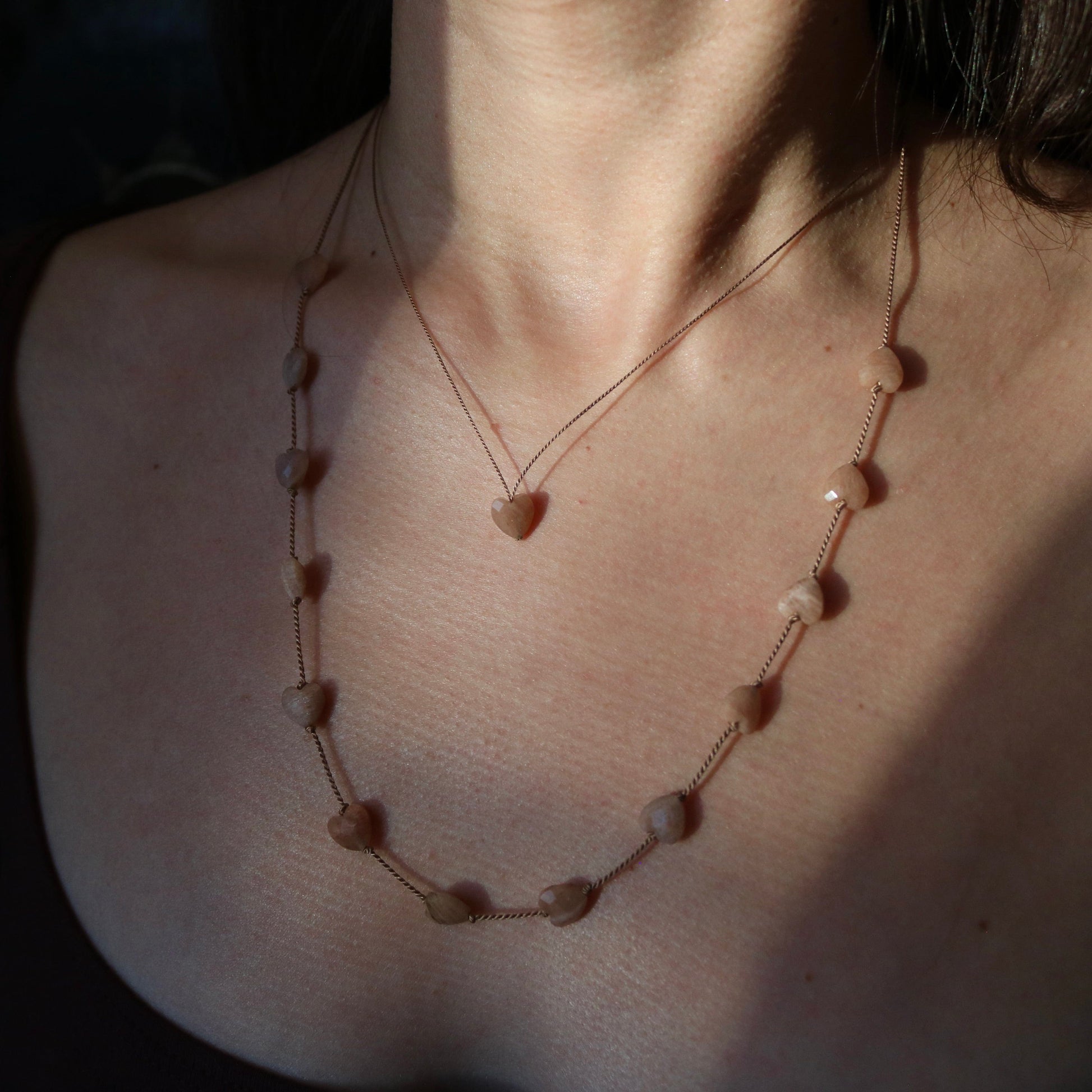 SUNSTONE SINGLE HEART NECKLACE Vibe Necklaces