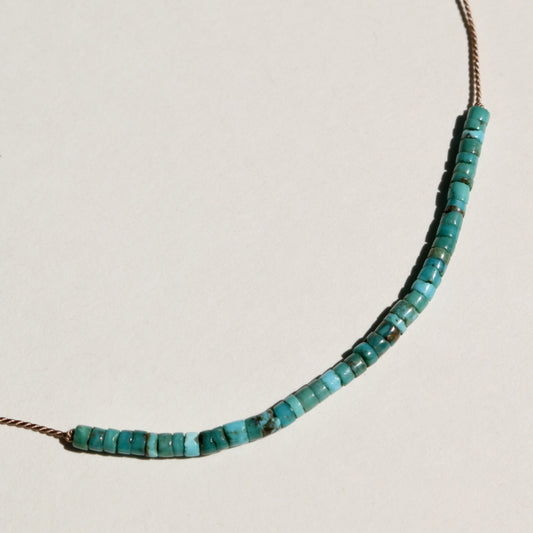 Turquoise, Heishi Row Necklace