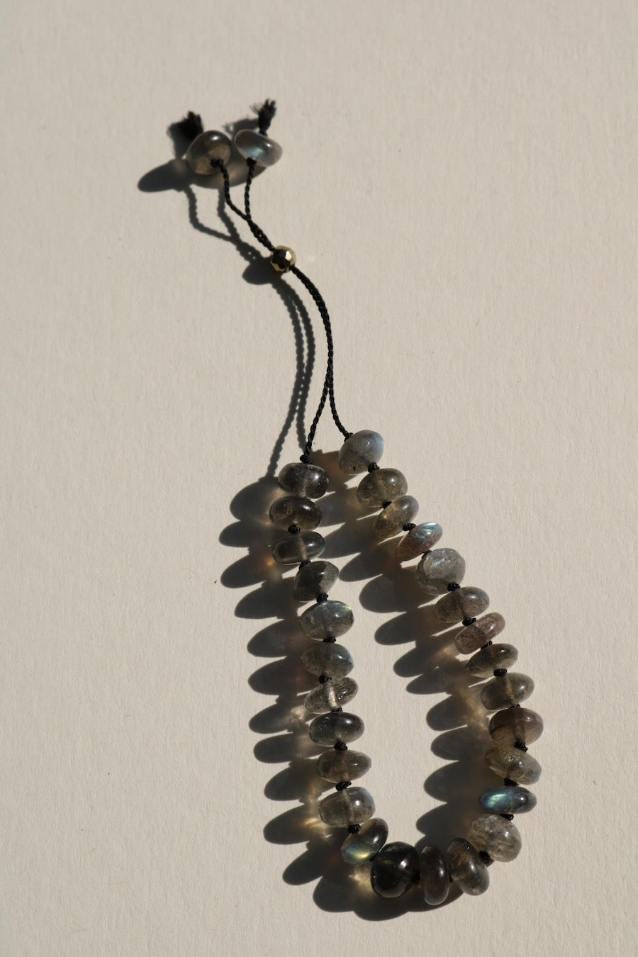 Labradorite, Pebbles Bracelet (black silk)