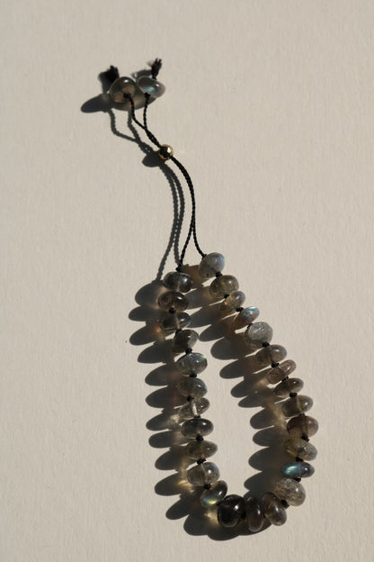 Labradorite, Pebbles Bracelet (black silk)